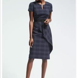 Banana republic plaid checkered asymmetrical knee length work dress
